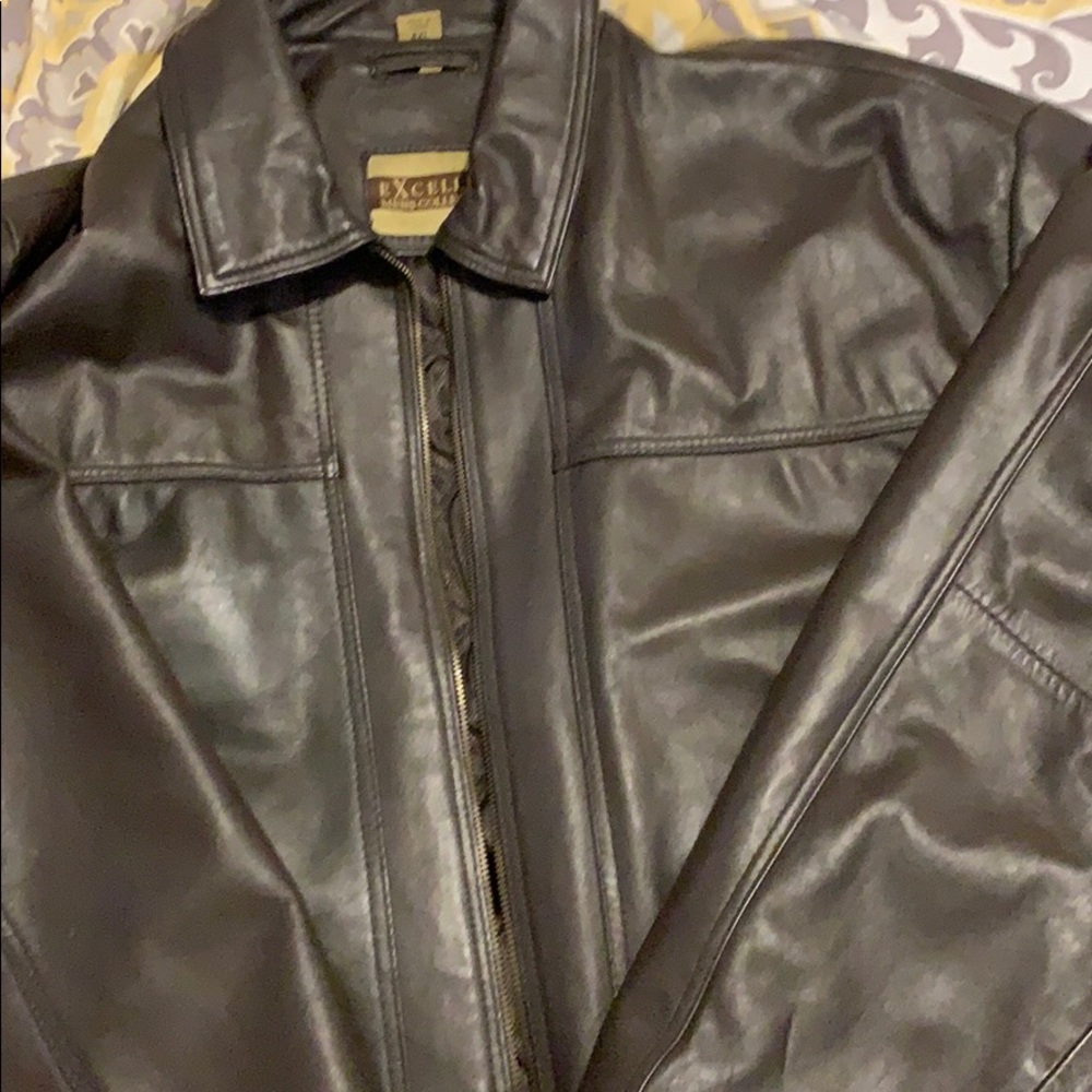 Dark brown leather coat